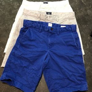 Gap shorts - cream, gray, and blue